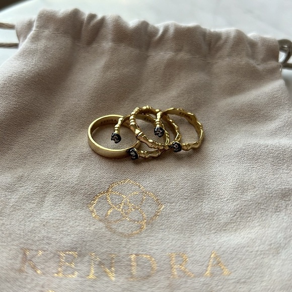 Kendra Scott Bundle of 4 Gold Rings - Drusy Stone Stacking Rings - Picture 3 of 5